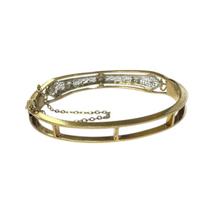 Vintage Filigree Brooch Conversion Bangle Bracelet Two Toned