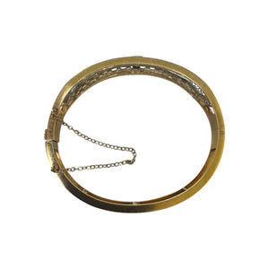 Vintage Filigree Brooch Conversion Bangle Bracelet Two Toned