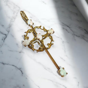 Vintage Large 14K Yellow Gold Opal Cross Pendant