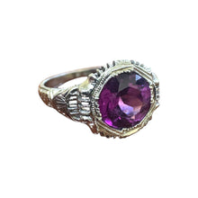 Vintage Rhodolite Garnet Engagement Ring 18K White Gold