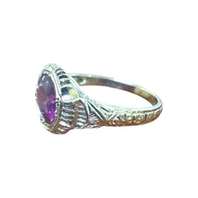 Vintage Rhodolite Garnet Engagement Ring 18K White Gold
