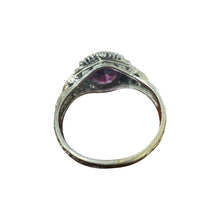 Vintage Rhodolite Garnet Engagement Ring 18K White Gold