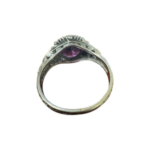 Vintage Rhodolite Garnet Engagement Ring 18K White Gold