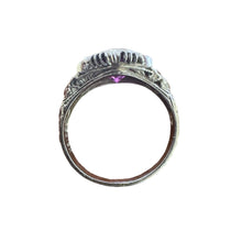 Vintage Rhodolite Garnet Engagement Ring 18K White Gold