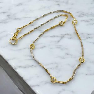 Vintage 2.5 Carat Old Mine Cut Diamond By The Yard Necklace