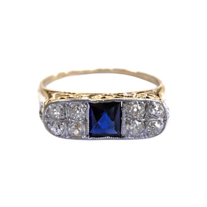 Vintage Sapphire & Diamond Cocktail 18K Yellow Gold