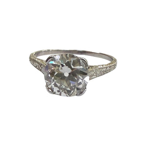 Vintage 2.22 Carat Old European Cut Diamond Engagement Ring GIA