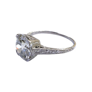 Vintage 2.22 Carat Old European Cut Diamond Engagement Ring GIA
