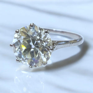 Vintage 3.22 Carat Platinum Diamond Solitaire Engagement Ring GIA