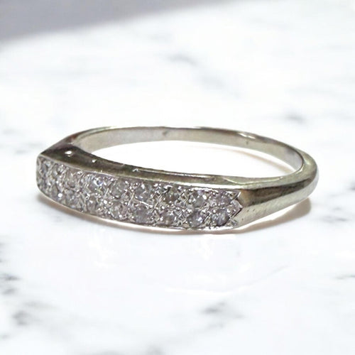 Vintage Double Row Diamond Band 14K White Gold
