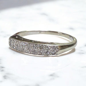 Vintage Double Row Diamond Band 14K White Gold