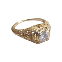 Vintage Style 0.3 Carat Diamond Filigree Ring 14K Yellow Gold