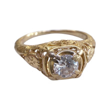 Vintage Style 0.3 Carat Diamond Filigree Ring 14K Yellow Gold