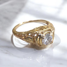 Vintage Style 0.3 Carat Diamond Filigree Ring 14K Yellow Gold