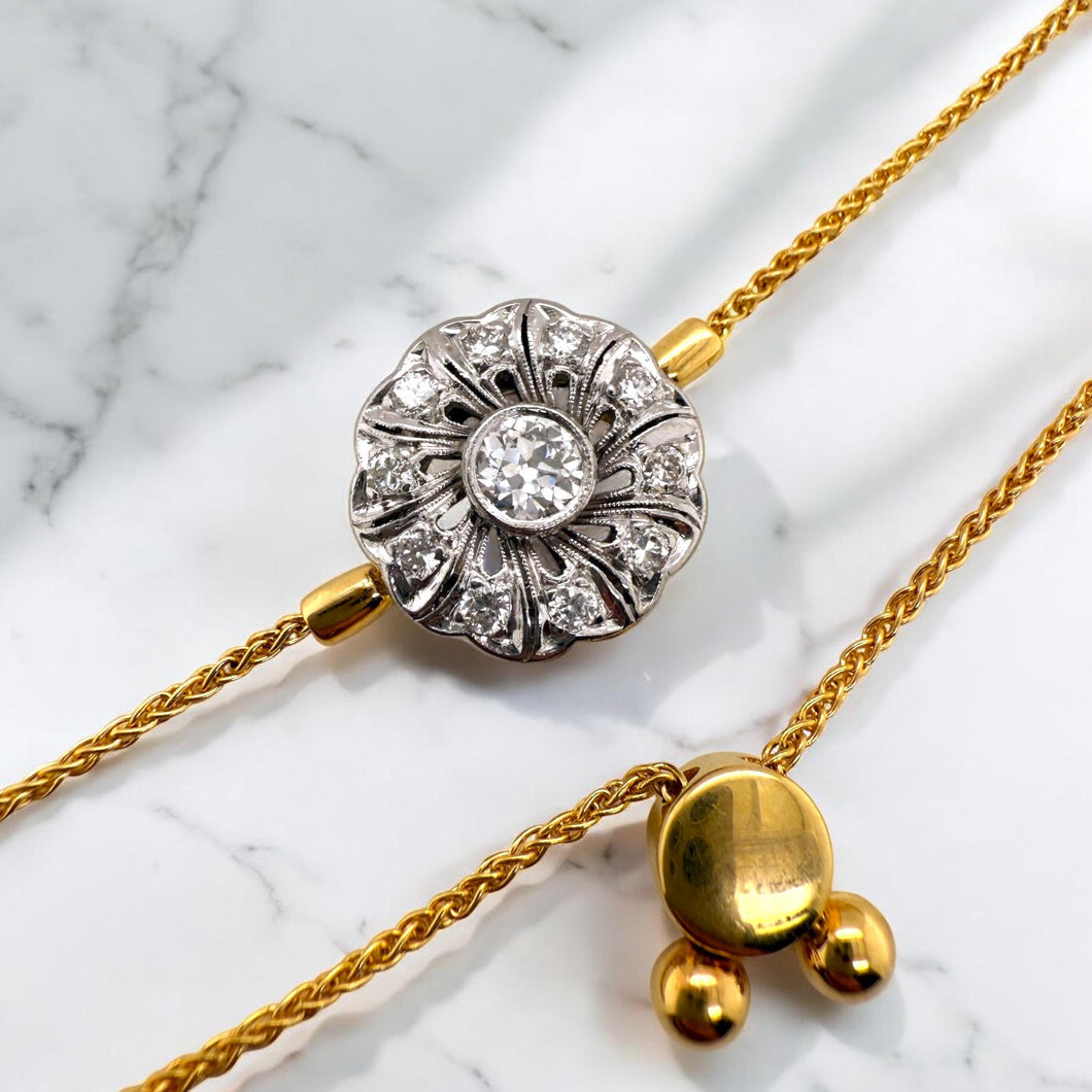 Vintage Diamond Conversion Bolo Style Bracelet