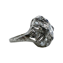 Vintage Art Deco Era Diamond & Sapphire Platinum Cocktail Ring