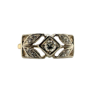 Vintage Art Deco Two Toned Diamond Band Size 7.5