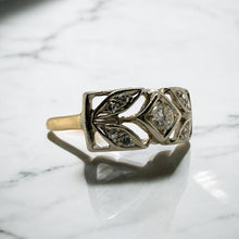 Vintage Art Deco Two Toned Diamond Band Size 7.5