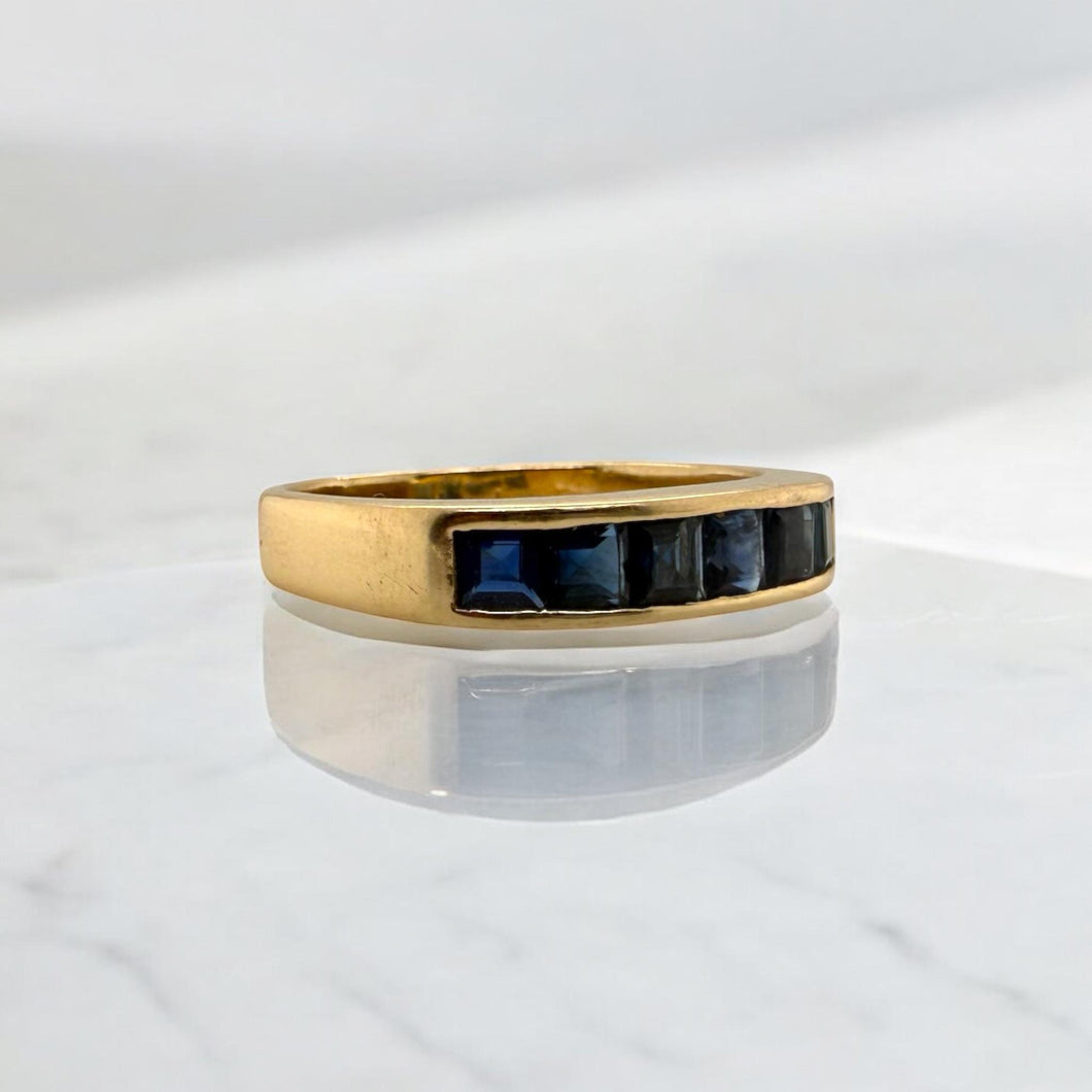 Matching Channel Set Sapphire Bands 14K Yellow Gold