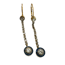Vintage Art Deco Diamond & Sapphire Dangle Earrings