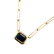 Paperclip Style Bezel Set Sapphire Necklace 14K Yellow Gold