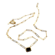 Paperclip Style Bezel Set Sapphire Necklace 14K Yellow Gold