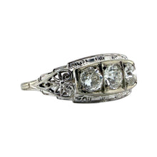 Vintage Art Deco Three Stone Old European Cut Diamond Ring
