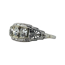Vintage Art Deco Three Stone Old European Cut Diamond Ring