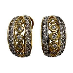 Diamond French Back Estate Earrings 14K Yellow Gold