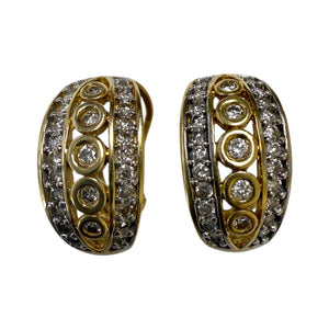 Diamond French Back Estate Earrings 14K Yellow Gold