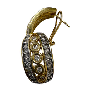 Diamond French Back Estate Earrings 14K Yellow Gold