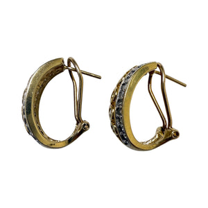 Diamond French Back Estate Earrings 14K Yellow Gold