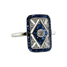Art Deco Style Reproduction Diamond & Sapphire Cocktail Ring