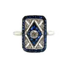 Art Deco Style Reproduction Diamond & Sapphire Cocktail Ring