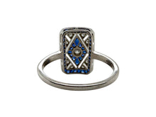 Art Deco Style Reproduction Diamond & Sapphire Cocktail Ring