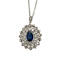 Contemporary Sapphire & Diamond Pendant Necklace