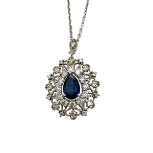 Contemporary Sapphire & Diamond Pendant Necklace