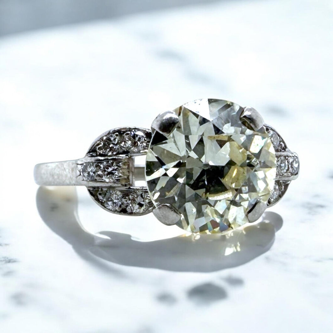 Vintage Art Deco Era 2.19 Carat Old European Cut Diamond Engagement Ring GIA