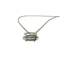 Dainty Oval Diamond Halo Pendant Necklace 18K White Gold