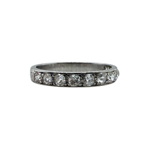 Vintage Engraved Platinum Diamond Wedding Band Size 6