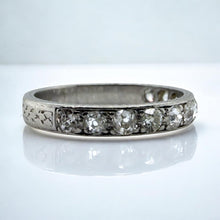 Vintage Engraved Platinum Diamond Wedding Band Size 6