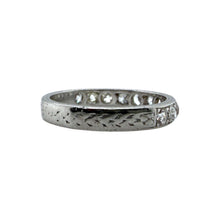 Vintage Engraved Platinum Diamond Wedding Band Size 6