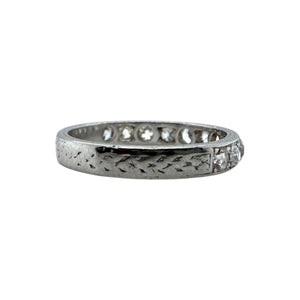 Vintage Engraved Platinum Diamond Wedding Band Size 6
