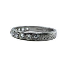 Vintage Engraved Platinum Diamond Wedding Band Size 6