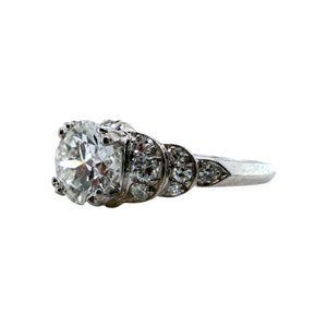 Vintage Platinum 1.15 Carat Old European Cut Diamond Engagement Ring