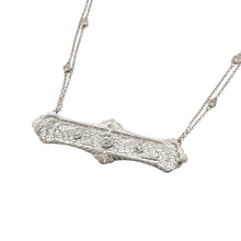 Vintage Filigree Diamond Brooch Conversion Necklace