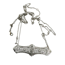 Vintage Filigree Diamond Brooch Conversion Necklace