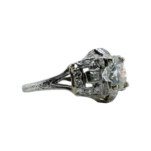 Vintage Art Deco 1.15 Carat Old European Cut Diamond Platinum Engagement Ring