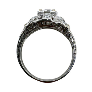 Vintage Art Deco 1.15 Carat Old European Cut Diamond Platinum Engagement Ring