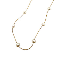 Vintage Pearl Bead Gold Station Necklace